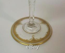 Vintage Set/6 French St. Louis Crystal Wine Goblets, 24 K Gold Encrusted