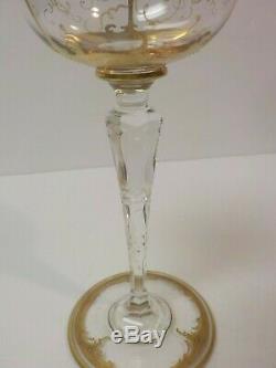 Vintage Set/6 French St. Louis Crystal Wine Goblets, 24 K Gold Encrusted