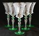 Vintage Set 6 Tiffin Optic Glass Water Wine Goblets Green Acce 15022-1 Engraved