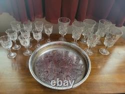 Vintage Set 9 Wine Cristal D' Arques Goblets And Libbey Wine Glasses On Tray Vintage Set 9 Wine Cristal D' Arques Goblets And Libbey Wine Glasses On Tray