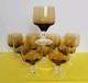 Vintage Set Of 10 Sasaki Crystal SAS17 Amber Wine Mini Glasses 4.25 Tall