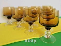 Vintage Set Of 10 Sasaki Crystal SAS17 Amber Wine Mini Glasses 4.25 Tall