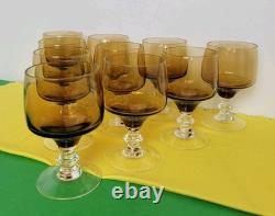 Vintage Set Of 10 Sasaki Crystal SAS17 Amber Wine Mini Glasses 4.25 Tall