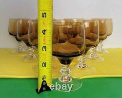 Vintage Set Of 10 Sasaki Crystal SAS17 Amber Wine Mini Glasses 4.25 Tall