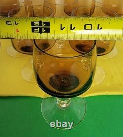 Vintage Set Of 10 Sasaki Crystal SAS17 Amber Wine Mini Glasses 4.25 Tall