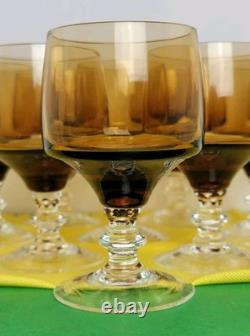 Vintage Set Of 10 Sasaki Crystal SAS17 Amber Wine Mini Glasses 4.25 Tall