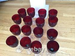 Vintage Set Of 16 Ruby Red Cristal D'Arques Durand Stemmed Wine Glasses Goblets
