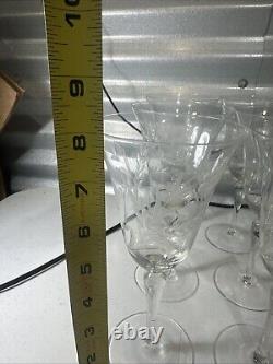Vintage Set Of 18 Etched Glasses Floral Design Thin Glass Stemware Dif. Sizes