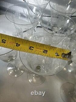 Vintage Set Of 18 Etched Glasses Floral Design Thin Glass Stemware Dif. Sizes