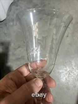 Vintage Set Of 18 Etched Glasses Floral Design Thin Glass Stemware Dif. Sizes