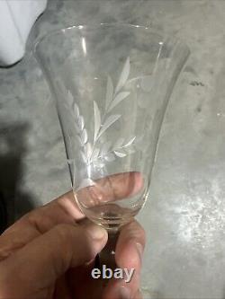 Vintage Set Of 18 Etched Glasses Floral Design Thin Glass Stemware Dif. Sizes