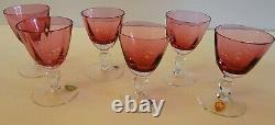 Vintage Set Of 24 West Germany Cranberry Crystal Wine Drinking Liquor Glasses