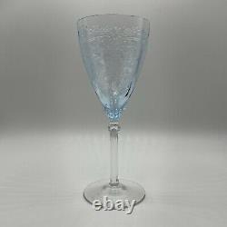 Vintage Set Of 4 Fostoria Blue Azure June Crystal Wine Water Globlets