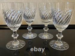 Vintage Set Of 4 Hawkes Cut Crystal Twist Water Goblets Wine Glasses Stems
