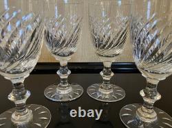 Vintage Set Of 4 Hawkes Cut Crystal Twist Water Goblets Wine Glasses Stems