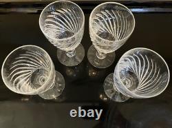Vintage Set Of 4 Hawkes Cut Crystal Twist Water Goblets Wine Glasses Stems