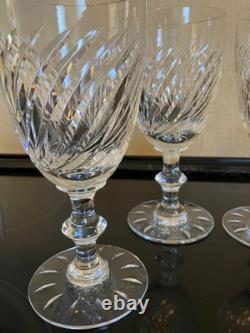 Vintage Set Of 4 Hawkes Cut Crystal Twist Water Goblets Wine Glasses Stems