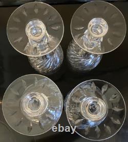Vintage Set Of 4 Hawkes Cut Crystal Twist Water Goblets Wine Glasses Stems