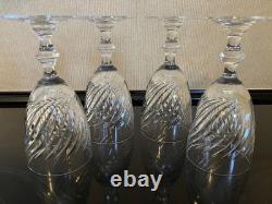 Vintage Set Of 4 Hawkes Cut Crystal Twist Water Goblets Wine Glasses Stems