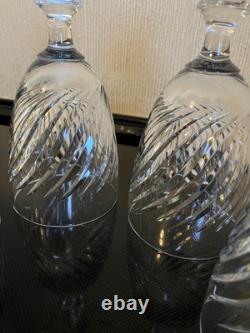 Vintage Set Of 4 Hawkes Cut Crystal Twist Water Goblets Wine Glasses Stems