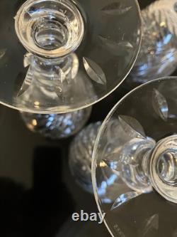 Vintage Set Of 4 Hawkes Cut Crystal Twist Water Goblets Wine Glasses Stems