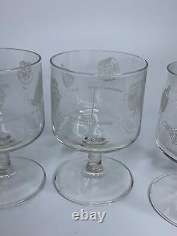 Vintage Set Of 4 RCA Satellite Space Design Glass Wine/Water Cups 4in