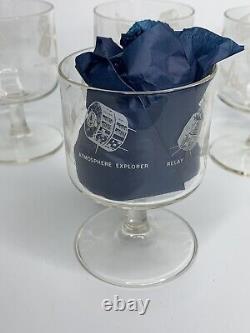 Vintage Set Of 4 RCA Satellite Space Design Glass Wine/Water Cups 4in