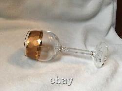 Vintage Set Of 5 Smooth Crystal Stemware Gold Etched Glasses