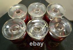 Vintage Set Of (6) Rattenburg Tyrol Ruby Cut To Clear Crystal Footed Glasses Exc