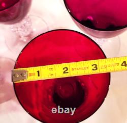 Vintage Set Of 8 Ruby Red Morgantown Golf Ball Stem Wine Glasses, 6.75''h