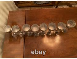 Vintage Set Of 8 Steven Maslach Earth Art Glass Wine Goblets Signed & Dated Mint