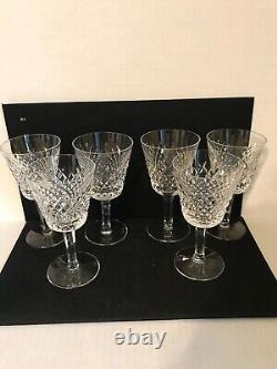 Vintage Set Of Six Waterford Irish Cut Crystal Alana Claret Wine Glasses 5-7/8