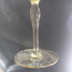 Vintage Set of 10 Amber Etched Elegant Glass Wine Goblets 7.5 Floral Optic