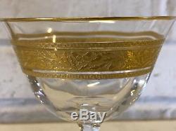Vintage Set of 10 Crystal Acorn Oakleaf Gilt Decorated Wine Glasses