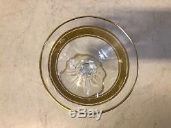 Vintage Set of 10 Crystal Acorn Oakleaf Gilt Decorated Wine Glasses