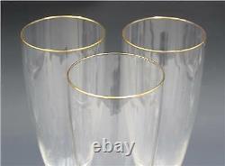 Vintage Set of 11 Italian Mid Century Wine & Champagne Glasses Gold Ribbed Stems