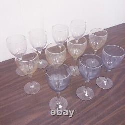 Vintage Set of 11 Mid Century Wine Glasses Long Stems Multi Color Beautiful