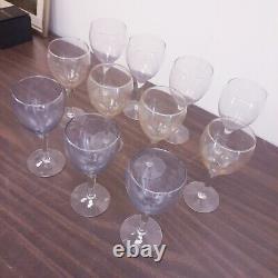 Vintage Set of 11 Mid Century Wine Glasses Long Stems Multi Color Beautiful