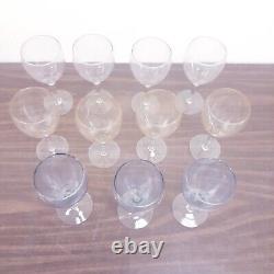 Vintage Set of 11 Mid Century Wine Glasses Long Stems Multi Color Beautiful