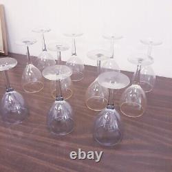 Vintage Set of 11 Mid Century Wine Glasses Long Stems Multi Color Beautiful