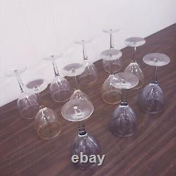 Vintage Set of 11 Mid Century Wine Glasses Long Stems Multi Color Beautiful