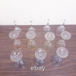 Vintage Set of 11 Mid Century Wine Glasses Long Stems Multi Color Beautiful