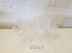 Vintage Set of 12 Crystal Cut Glass Water Glasses with Star Decorations