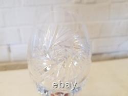 Vintage Set of 12 Crystal Cut Glass Water Glasses with Star Decorations