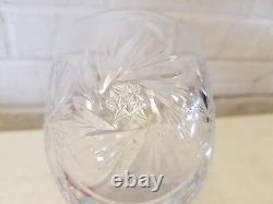 Vintage Set of 12 Crystal Cut Glass Wine Glasses with Star Decorations