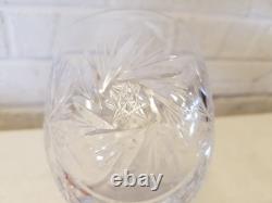 Vintage Set of 12 Crystal Cut Glass Wine Glasses with Star Decorations