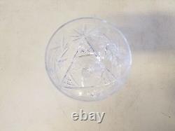 Vintage Set of 12 Crystal Cut Glass Wine Glasses with Star Decorations