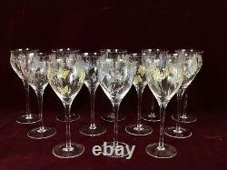 Vintage Set of 12 Givenchy Chateau Crystal Wine Glasses Flowers Butterflies