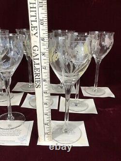 Vintage Set of 12 Givenchy Chateau Crystal Wine Glasses Flowers Butterflies