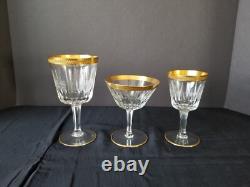 Vintage Set of 18 Czech Crystal Stemware 6 water 6 wine 6 champagne 24K trim